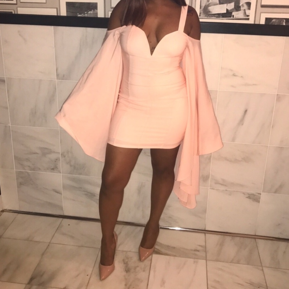 Pink Drape Sleeve Dress